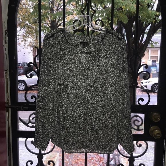 Talbots long sleeve chiffon black and white print shirt size small - Picture 1 of 6